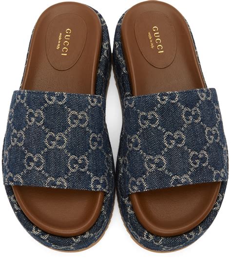 gucci blue denim slides
